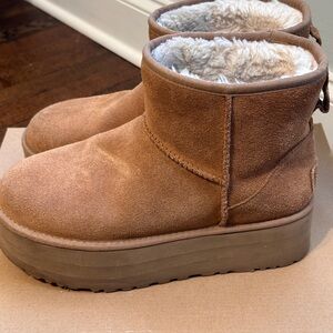 UGG Tan Suede Platform Boots